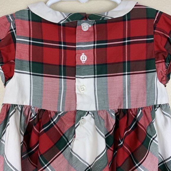 Carter's Short Sleeve Plaid Holiday Dress Tartan Red Christmas Girls 24 Months - Picture 7 of 11